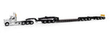 #71233 1/64 White Peterbilt Model 589 131-inch BBC Triple Axle Day Cab & Trail King TK170 Hydraulic Gooseneck Lowboy Trailer with Jeep & Booster