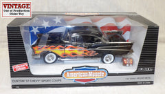#7158 1/18 Custom 1957 Chevy Sport Coupe - Black with Flames