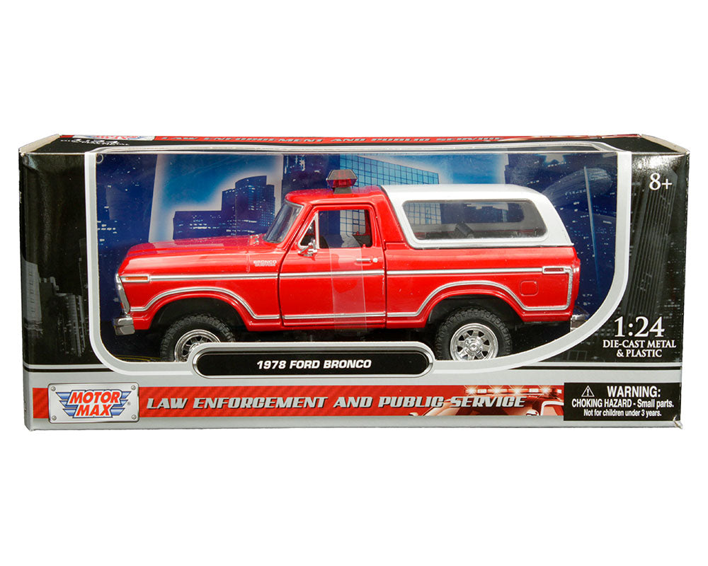 #76983RD 1/24 Red 1979 Ford Bronco Custom with Light Bar