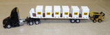 #84675 1/64 Black Peterbilt 579 with Flatbed Trailer, Cat 272D Skid Steer Loader & Pallet Boxes