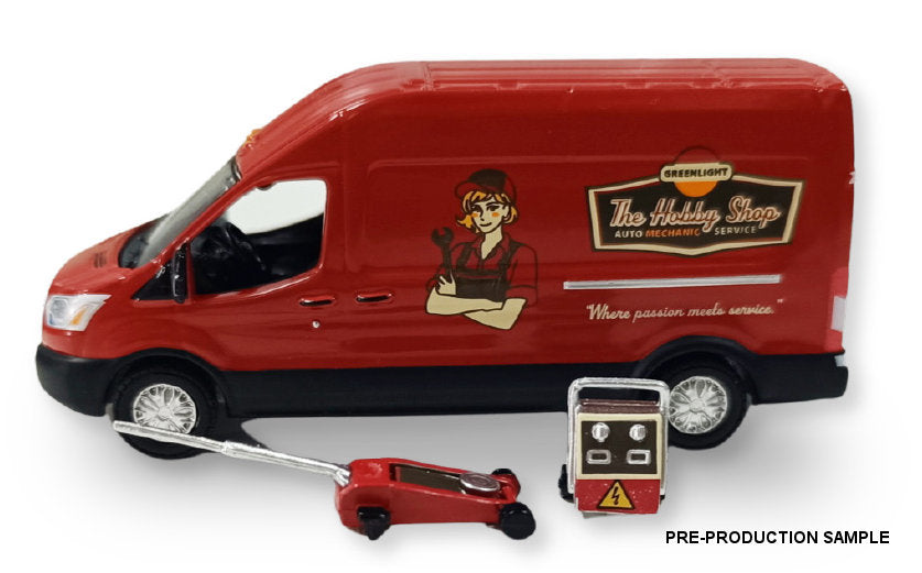 #97170-E 1/64 Hobby Shop 2019 Ford Transit LWB High Roof Van with Car Jack & Battery Charger