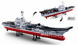 #B0698 Model Bricks Aircraft Carrier 2-in-1 Building Brick Set