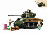 #B1110 WWII Sherman M4A3 Pacific Battle Tank 2-in-1 Building Brick Set