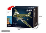 #B1366 WWII Douglas C-47 Skytrain Troop Carrier Airplane Building Brick Set