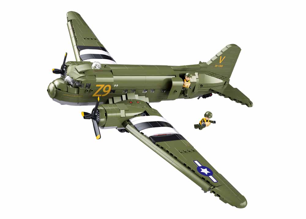 #B1366 WWII Douglas C-47 Skytrain Troop Carrier Airplane Building Brick Set