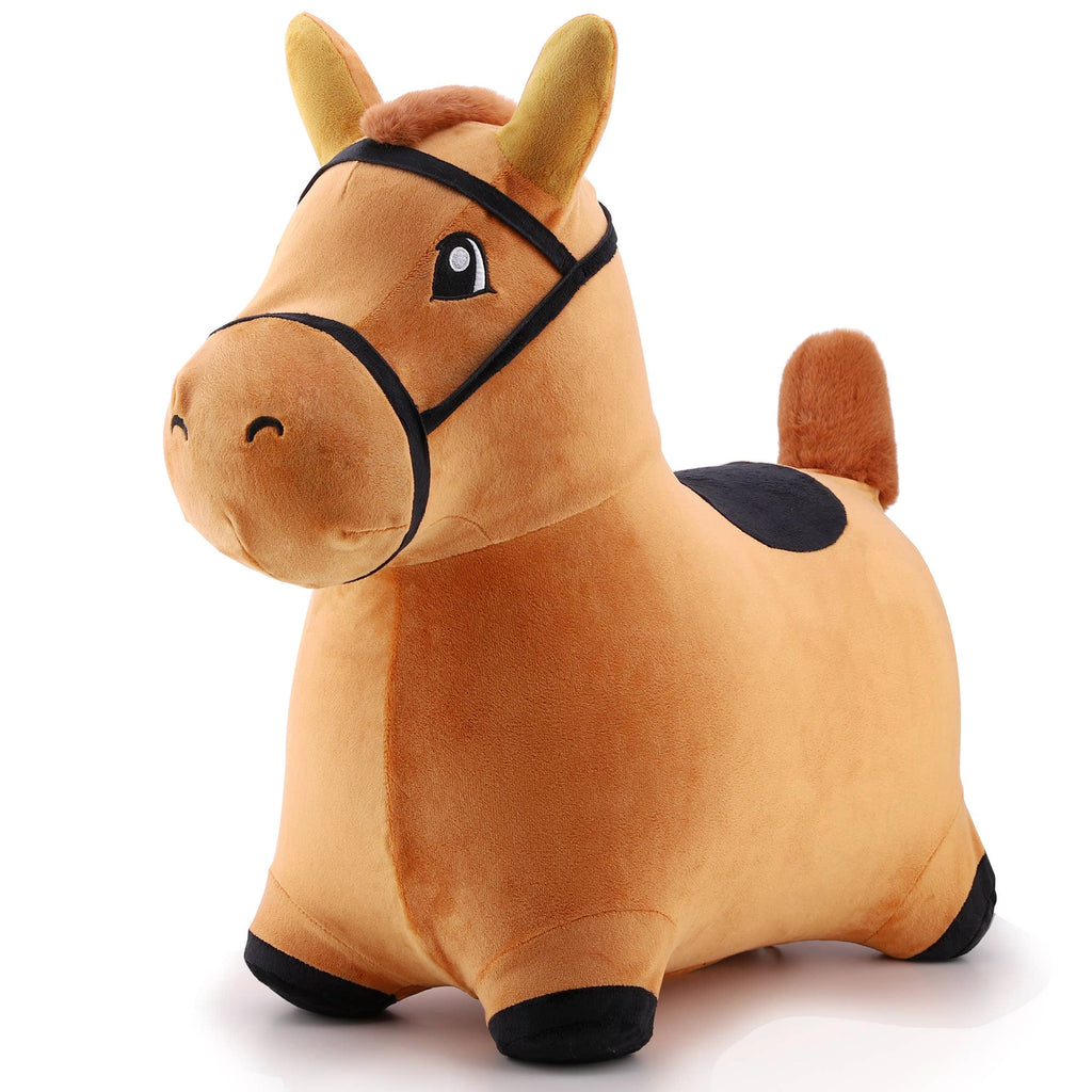 #BHB-13 Bouncy Pals Brown Horse Plush Hopper Ride On