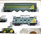 #JP414 1/87 John Deere HO Train Set with Combine & Tractor, 3rd in a Series - Opened Box, AS IS