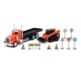 34023A 1/32 Kubota Compact Track Loader with Peterbilt Flatbed Truck Set