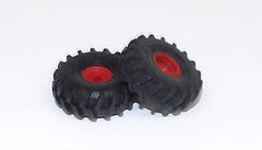 #SY205 1/64 Rubber FWA Tires with Red Rims, 13/16" x 9/32"