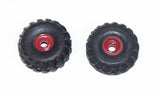 #SY205 1/64 Rubber FWA Tires with Red Rims, 13/16" x 9/32"