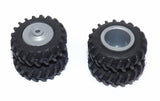 #SY209 1/64 20.8-42 Rubber Tires with Silver Dual Rims - Pair