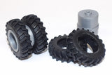 #SY209 1/64 20.8-42 Rubber Tires with Silver Dual Rims - Pair