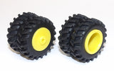 #SY210 1/64 20.8-42 Rubber Tires with Yellow Dual Rims - Pair