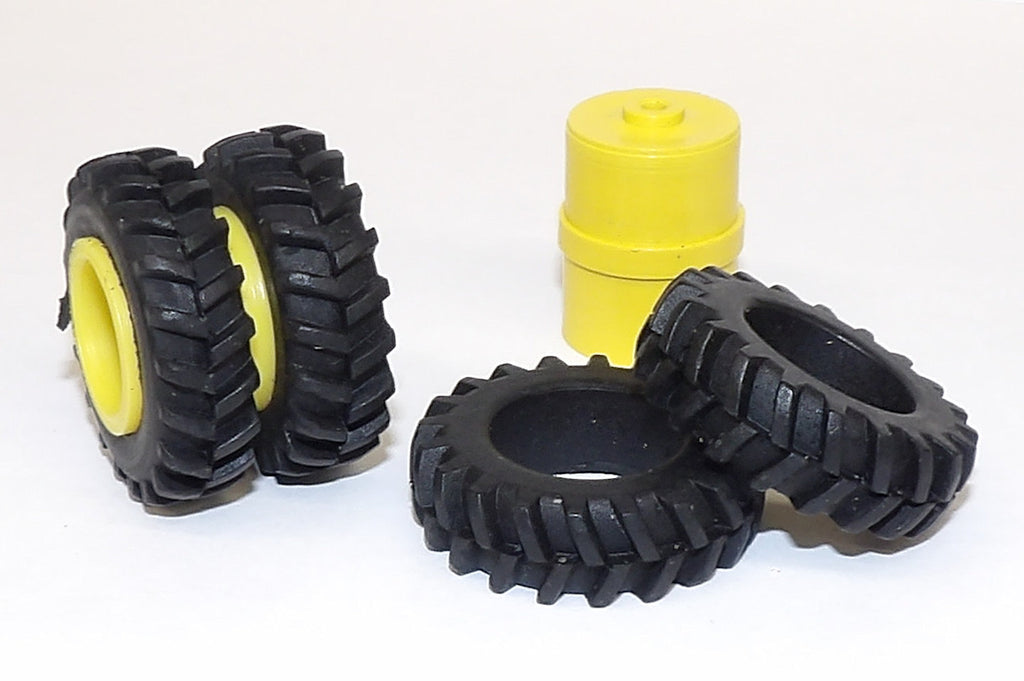 #SY210 1/64 20.8-42 Rubber Tires with Yellow Dual Rims - Pair