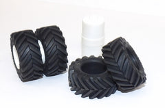 #SY211 1/64 Trelleborg 850/60x38 Rubber Tires with White Duals Rims - Pair