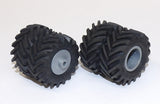 #SY212 1/64 Trelleborg 850/60x38 Rubber Tires with Silver Duals Rims - Pair