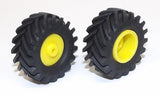 #SY215 1/64 Trelleborg 850/60x38 Rubber Tires with Yellow Rims - Pair