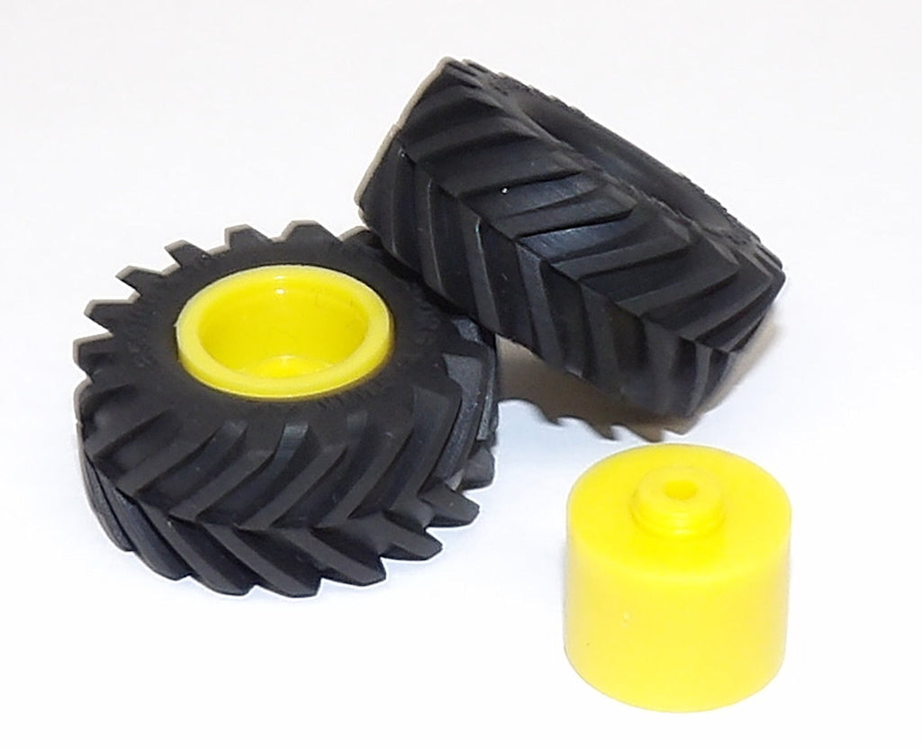 #SY215 1/64 Trelleborg 850/60x38 Rubber Tires with Yellow Rims - Pair