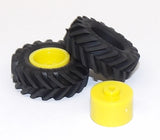 #SY216 1/64 Trelleborg 700/65x38 Rubber Tires with Yellow Rims - Pair