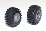#SY220 1/64 Rubber Tires with Silver Rims, 1" x 1/2"