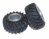 #SY220 1/64 Rubber Tires with Silver Rims, 1" x 1/2"