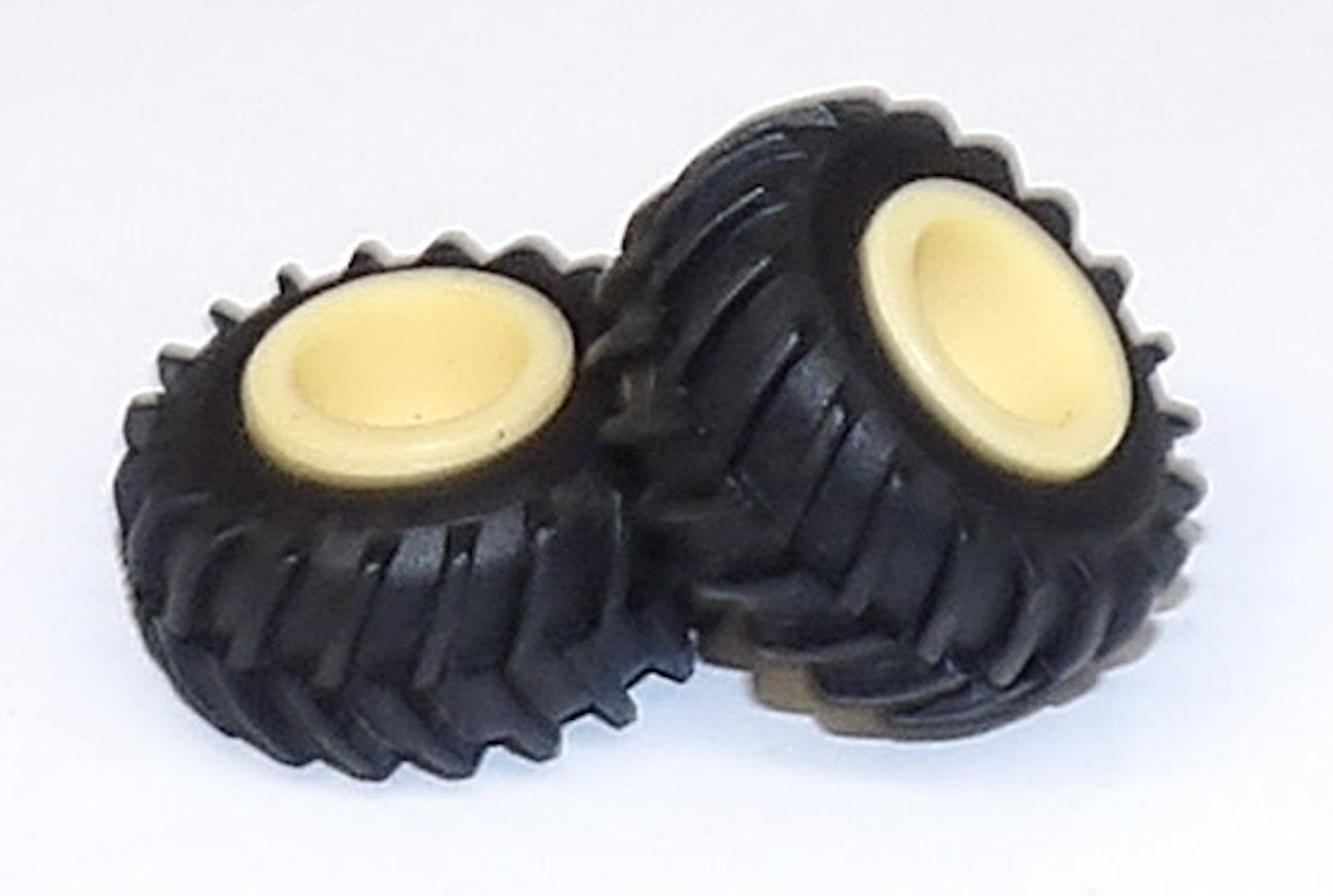 rubber tread wheels #SY222 1/64 30.5-32 Rubber Tires with Cream Rims, 1" x 1/2"
