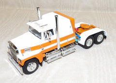 #T340 1/64 Orange & White Ford LTL 9000 with 60" Flat Top Sleeper - No Box