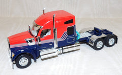 #T344 1/64 Red & Navy Blue Kenworth W990 76" Mid Roof Sleeper Cab - No Box