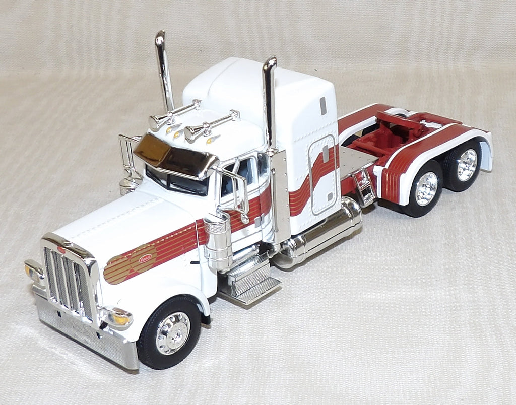 #T346 1/64 White & Red Peterbilt Model 389 with 48" Mid-Roof Sleeper - No Box