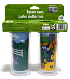#Y12078 John Deere Kids DropGuard Insulated 9 oz. Straw Cup 2-Pack