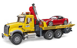 #02829 1/16 Mack Granite Tow Truck with Bruder Roadster