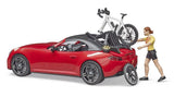 #03485 1/16 Red Bruder Roadster with Road Bike & Female Cyclist
