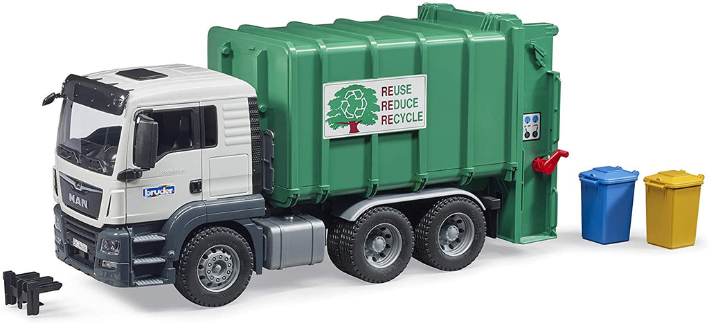 #03763 1/16 MAN TGS Rear Loading Garbage Truck, Green
