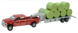 #14855 1/64 Case-IH Dodge Pickup with Flatbed Trailer & Hay Load