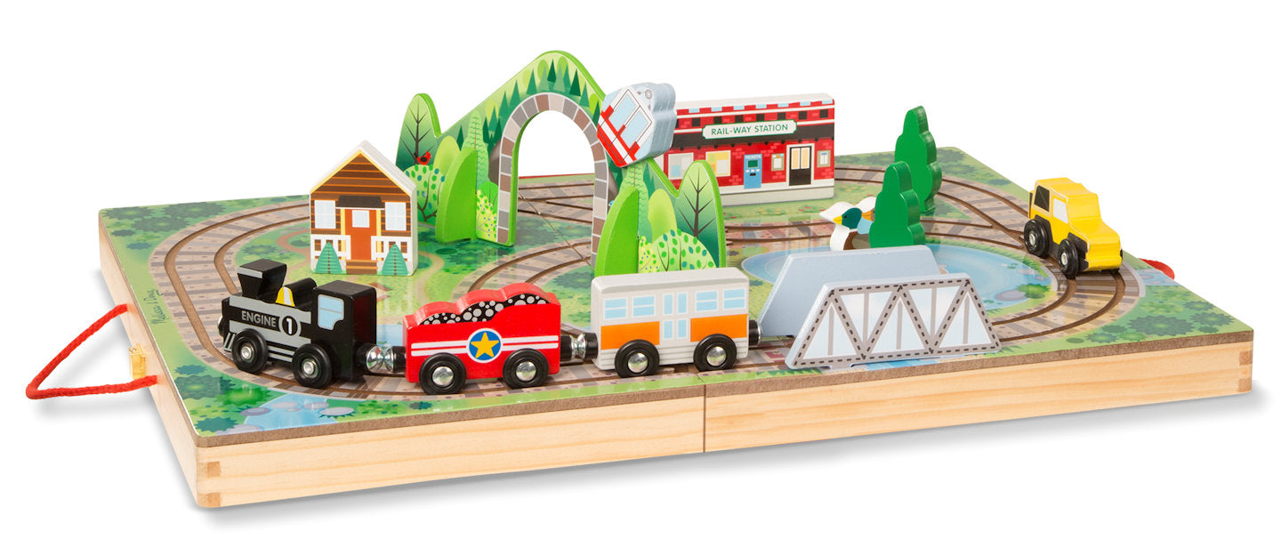Walk Forward Train Set #30140 Wooden Take-Along Railroad Set | Action Toys