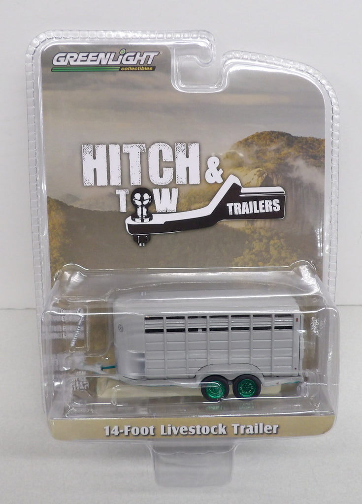 #30424-GM 1/64 Gray 14-Foot Livestock Trailer - Green Machines Chase