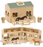 #3704MD Fold & Go Wooden Stable with Horses