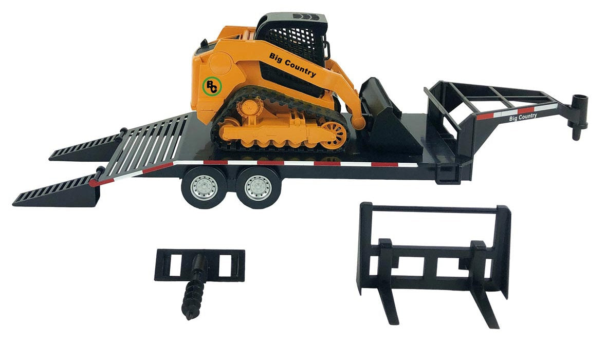 #450BC 1/20 Track Skid Steer with Attachments & Flatbed Trailer