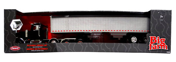 #47367 1/16 Big Farm Black Peterbilt Model 367 Semi with Silver Grain ...
