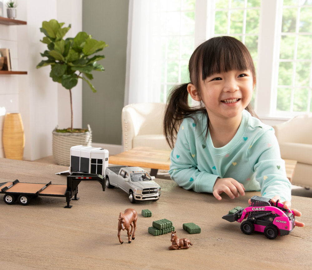 #47431 1/32 Case Hobby Set with Pink SV340B Skid Steer, Ram Pickup & A ...