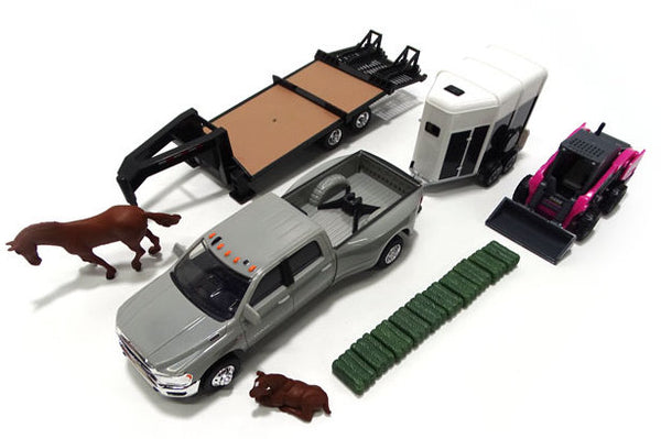 #47431 1/32 Case Hobby Set with Pink SV340B Skid Steer, Ram Pickup & A ...