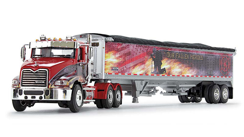 #60-1114 1/64 Mercier Transport "Our Fallen Heroes" Mack Pinnacle & Wilson Pacesetter 43' High Sided Grain Trailer