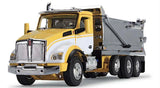 #60-1416 1/64 Yellow, White & Chrome Kenworth T880 Rogue Tri-Axle Dump Truck