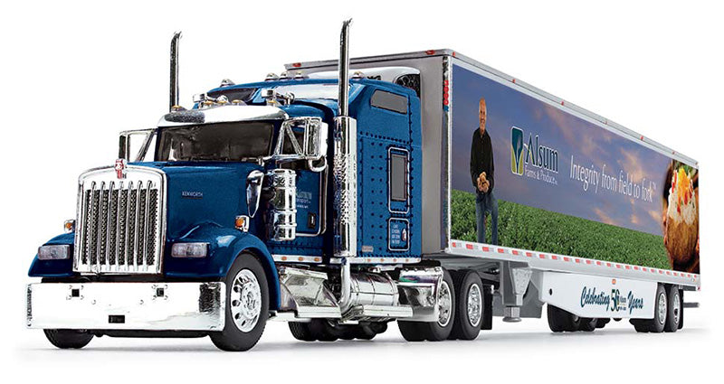 #60-1630 1/64 Alsum Farms 50th Anniversary Kenworth W900L with 86" Sleeper & 53' Utility Trailer with Skirts & Reefer