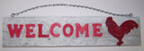 #7911 Hanging Wood Welcome Sign with Rooster