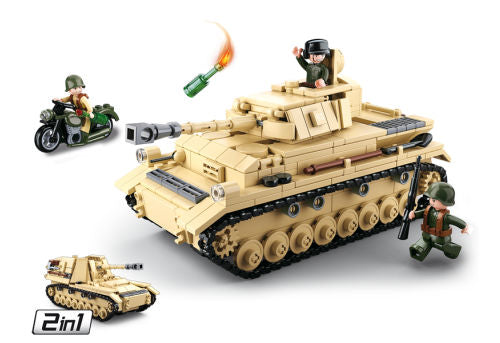 Sluban Building Block Toys WW2 Army M26E1 Pershing Medium Tank 742PCS  Bricks B0860 Military Construction Fit With Leading Brands