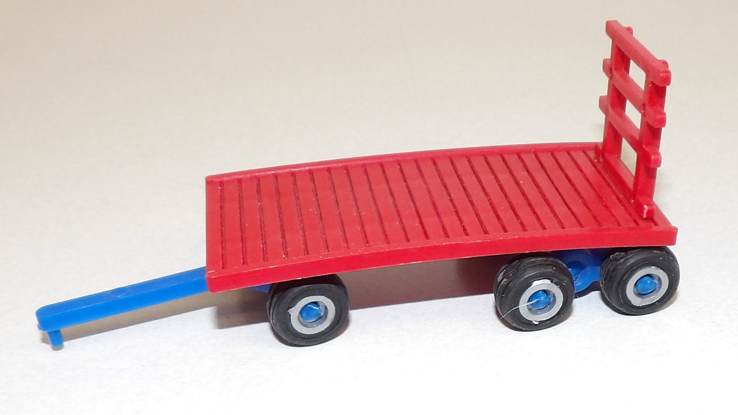 #HT8209 1/64 Red & Blue Tandem Axle Hay Wagon with Silver Rims