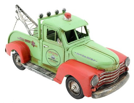 #VA170035 Vintage Green & Red Metal Tow Truck